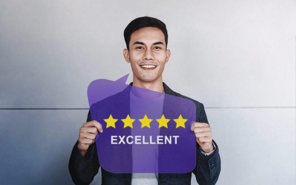 Smiling client enjoying cool comfort after AC service in Dubai home